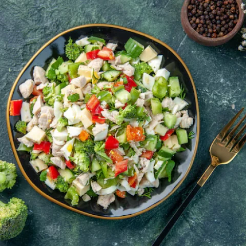 Grilled Vegetable Caesar Salad – Romaine Lettuce, Grilled Zucchini & Bell Peppers, Parmesan